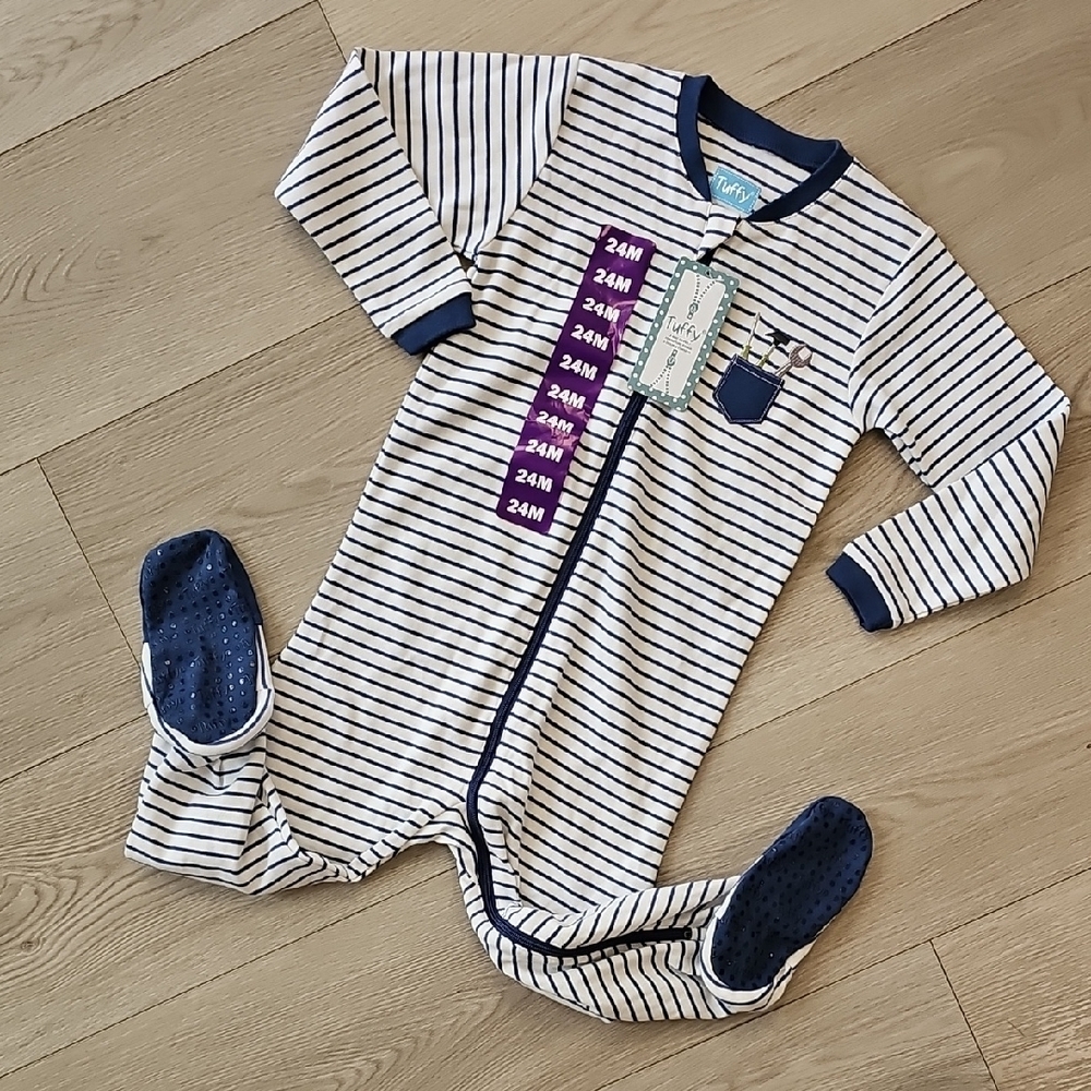 NWT Tuffy Striped Pocket Of Tools Footed Sleeper,‎ 24 Months